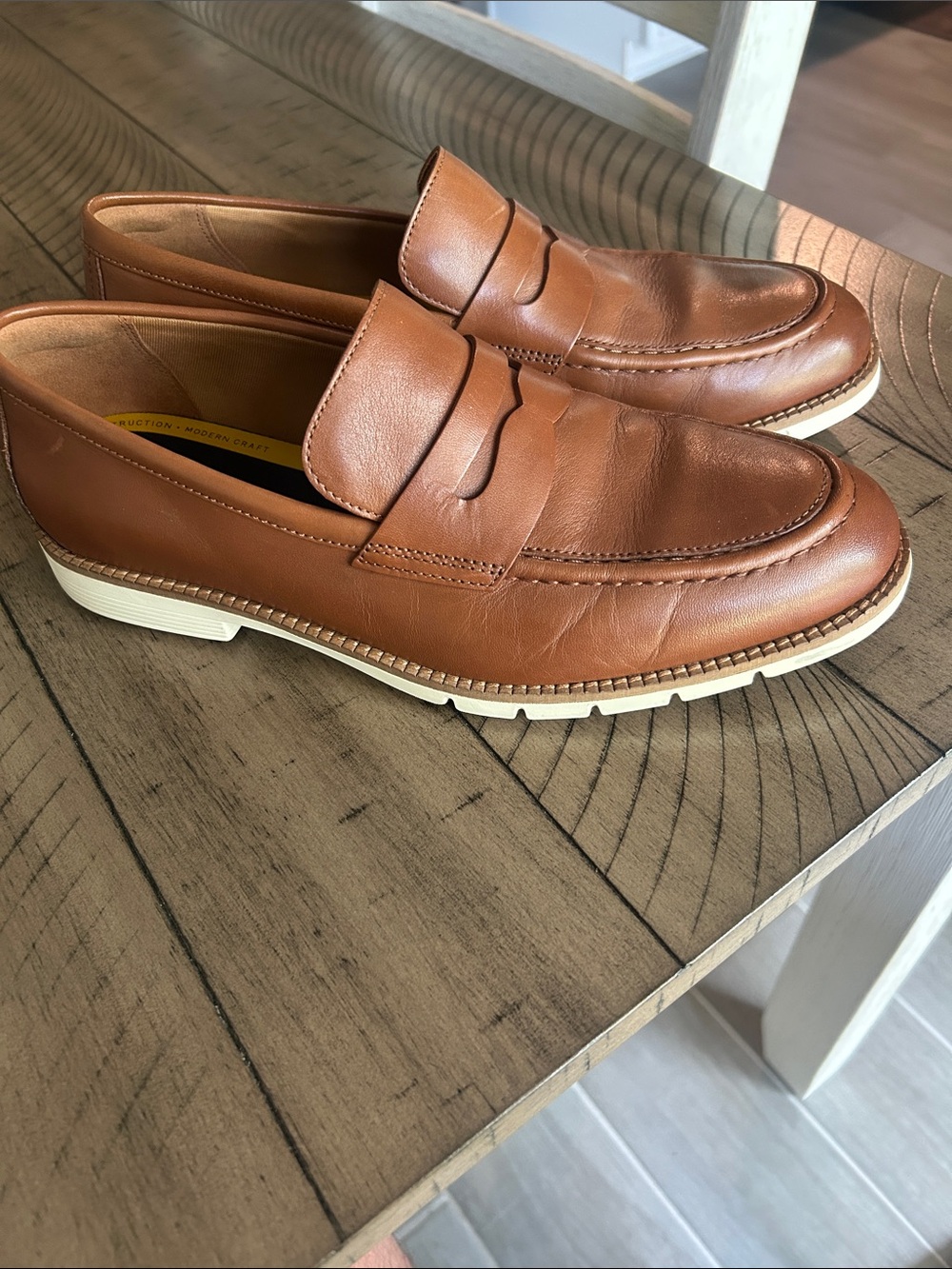 Cole Haan size 8.5 Men's Tan Leather Penny Loafers - Classic Slip-On Dress Shoes